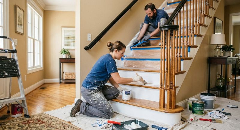 Basement Stairs Painting in Wilmington, NC