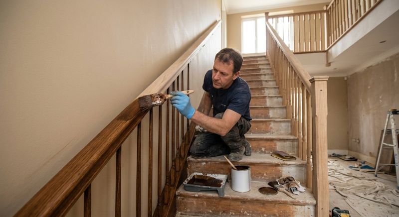 Wood Handrail Staining in Waco, TX